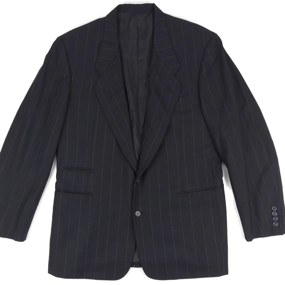 Tom James Suit Jacket Blazer Black Pinstripe 43R